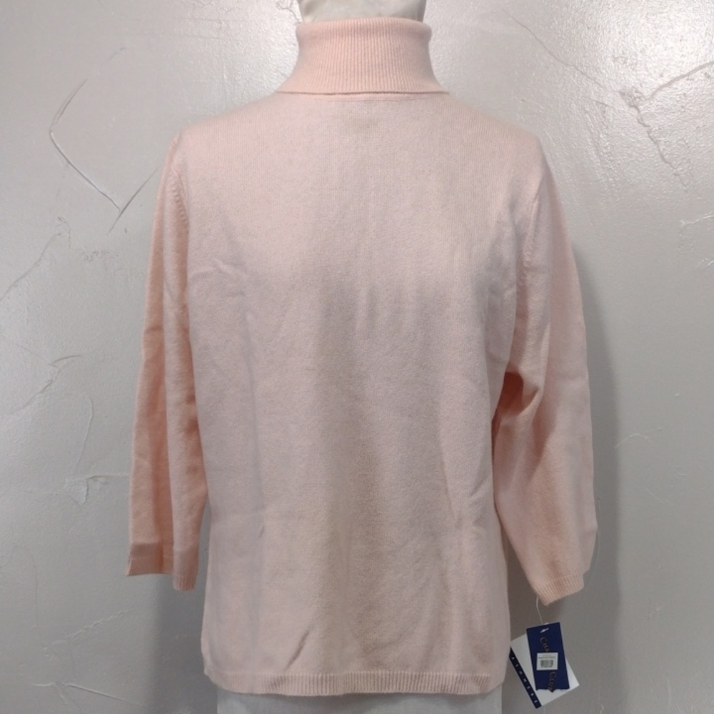 Charter Club Soft Pink Tint Cashmere Turtleneck 3/4 Sleeves Sweater Women's XL